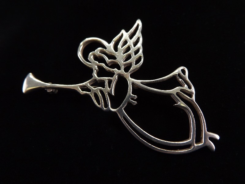 .925 Sterling Silver Angel Brooch