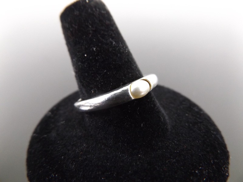 .925 Sterling Silver Cultured Pearl Ring Size 9.5