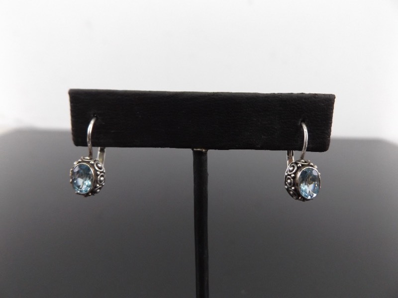 .925 Sterling Silver Faceted Topaz Earrings