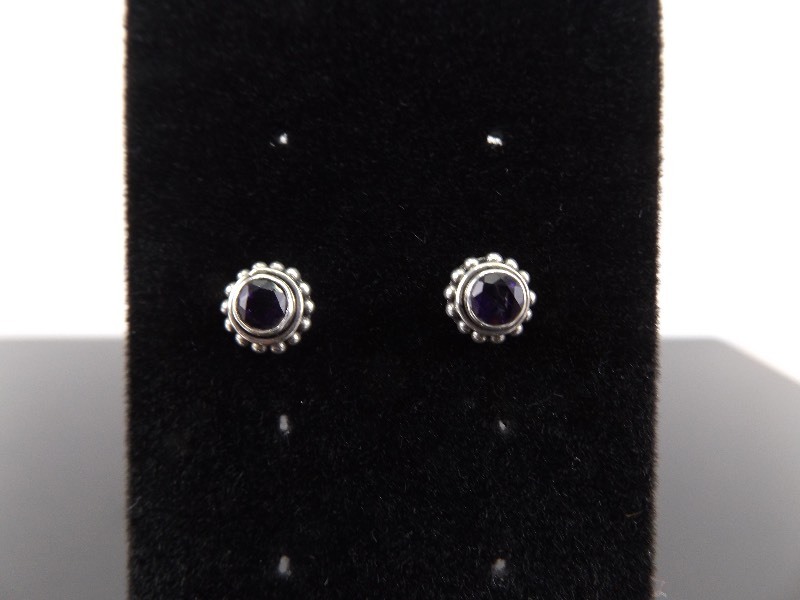 .925 Sterling Silver Faceted Amethyst Earrings