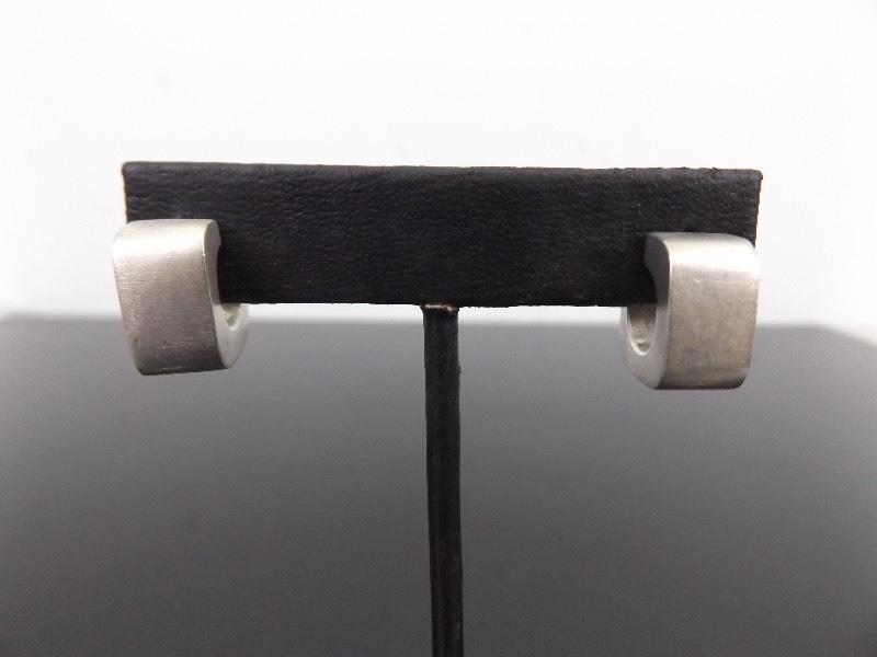 .925 Sterling Silver Artisan Square Hoop Earrings