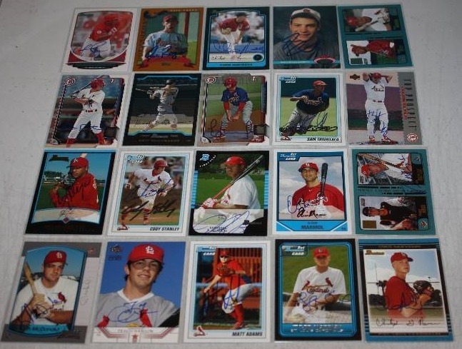 lot 9 image: St. Louis Cardinals 20 Card In Person Autographed Lot