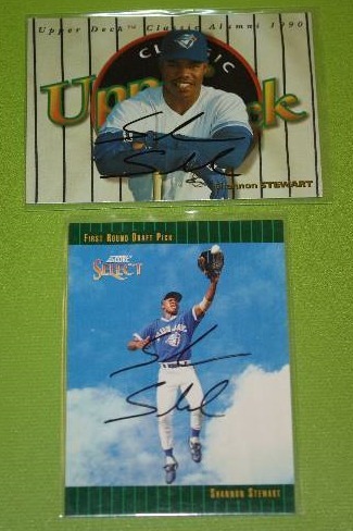 lot 41 image: 1994 Upper Deck and 1992 Select Shannon Stewart In Person Autograph Lot