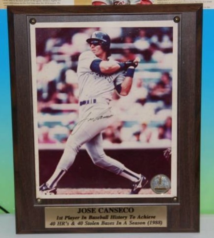 lot 60 image: Jose Canseco 8x10 Photo Plaque Auto