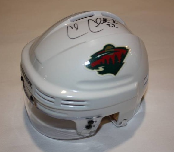 lot 81 image: Minnesota Wild Authentic Mini Helmet Cal Clutterbuck Autograph