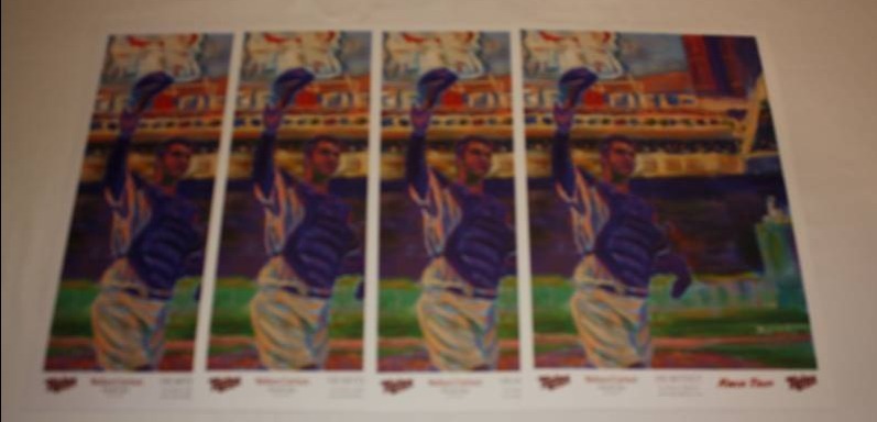 lot 85 image: Lot of 4 Joe Mauer Art Print Posters by Robert Blehert
