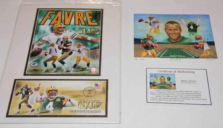 lot 104 image: Brett Favre Lot of 2 Art Print Photo