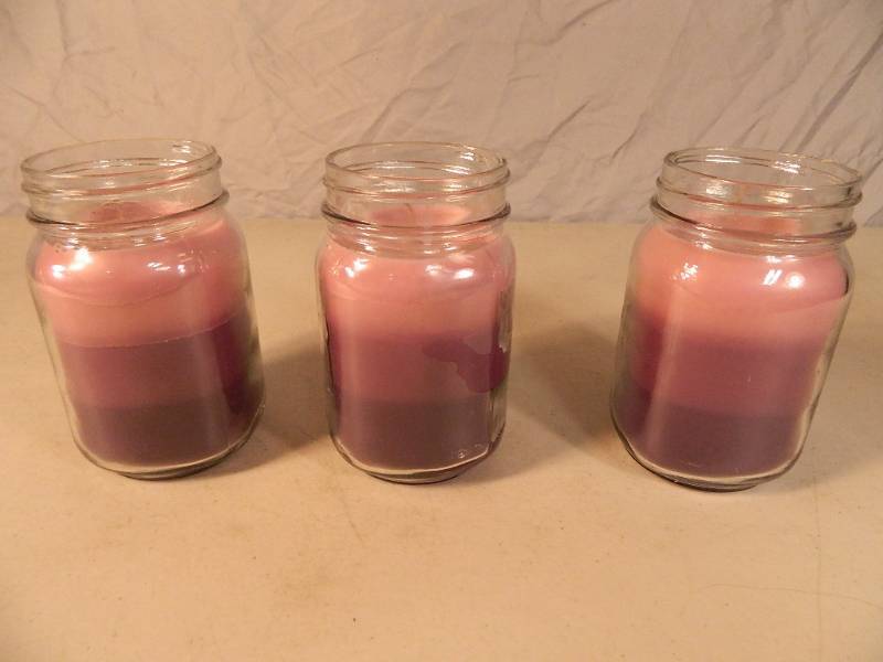 3 New Lilac Mason Jar Candles.