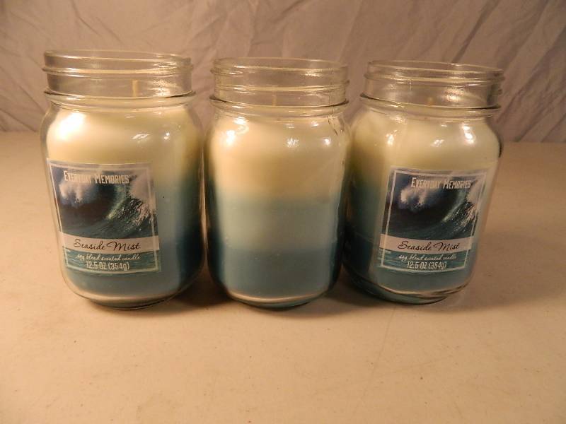 3 New Seaside Mist Mason Jar Candles