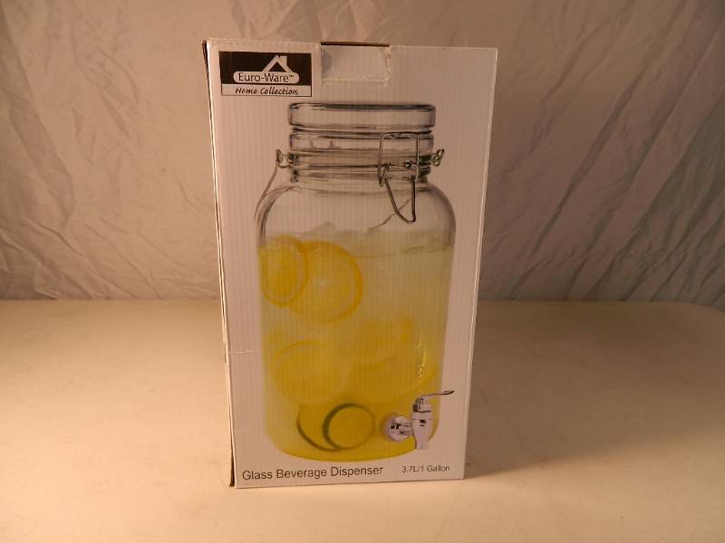 New 1 Gallon Glass Beverage Dispenser