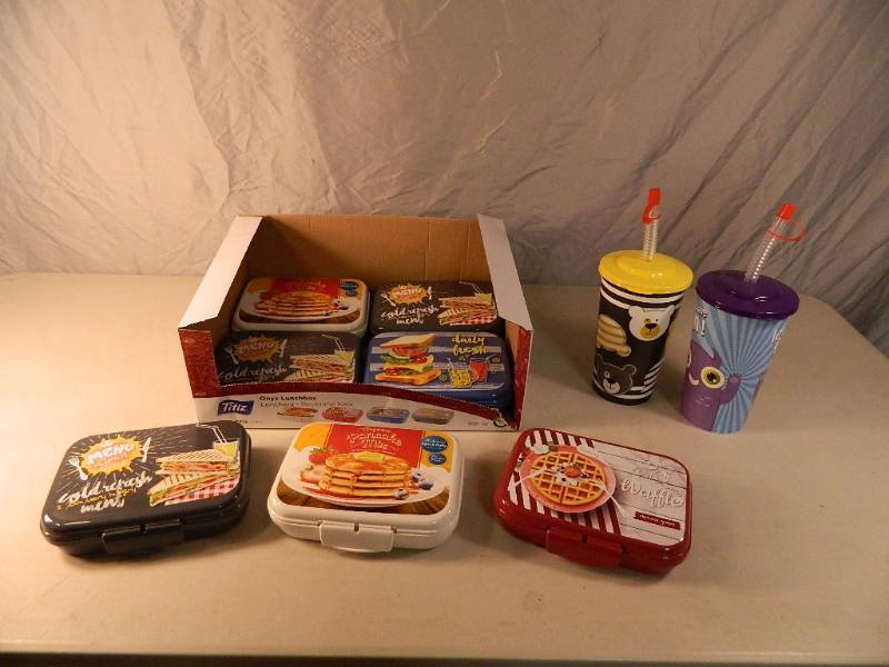 New Lunch Containers and Cups with Straws and Lids