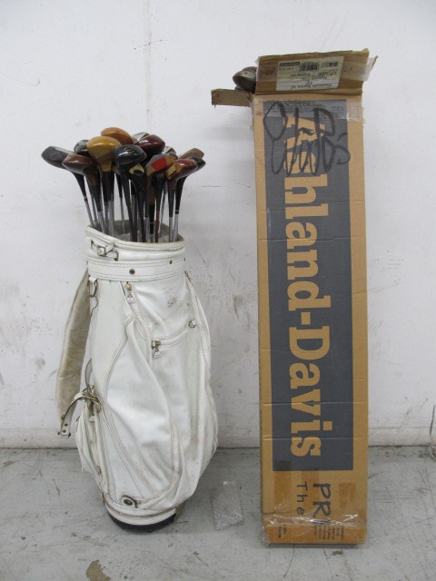 lot 24 image: Bag& Box FULL of Vintage Drivers & Woods