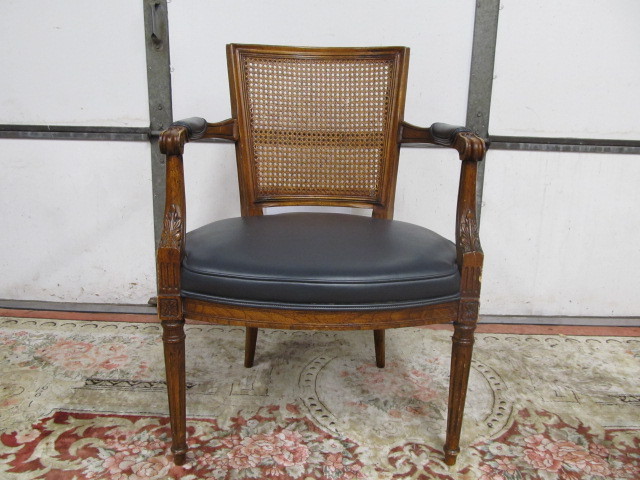 lot 39 image: Nice Vintage Cane Back Upholstered Parlor Armchair