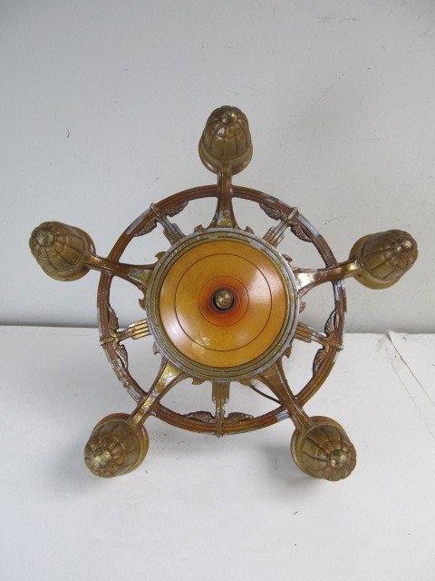 lot 50 image: Vintage Deco 5-Light Hanging Light Fixture
