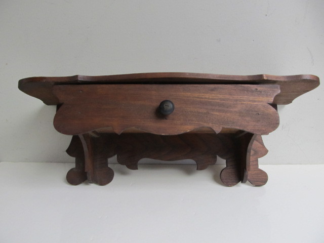 lot 102 image: Antique Victorian Wall Shelf wDrawer