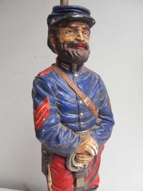 lot 103 image: Large Vintage Chalkware Civil War Soldier Lamp