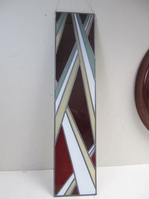 lot 65 image: Vintage Stained Glass Geometric Shape Wall Hanging
