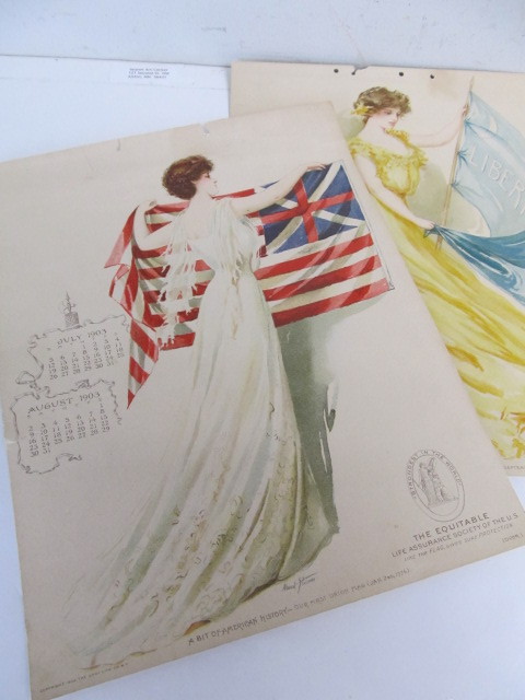 lot 67 image: Original Antique 1903 American Flag Advertising Calendar Pages