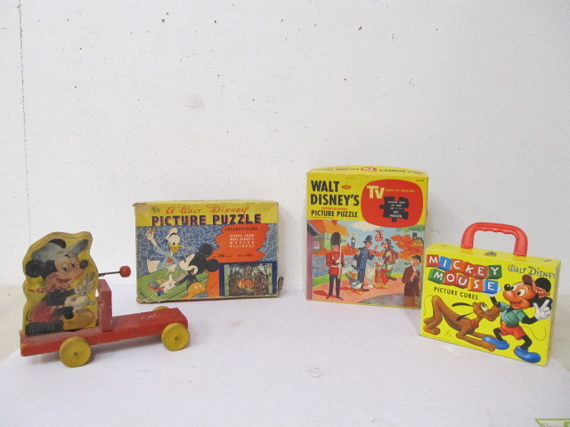 lot 74 image: Old Vintage DISNEY Mickey Mouse Toys Puzzles etc