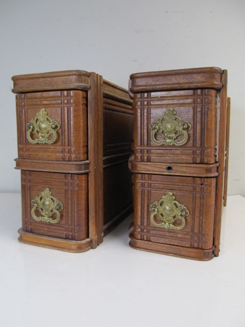lot 150 image: Nice group of 4 Antique Oak Sewing Cabinet Drawers