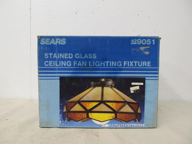 lot 165 image: NOS Slag Glass Hanging Parlor Lamp