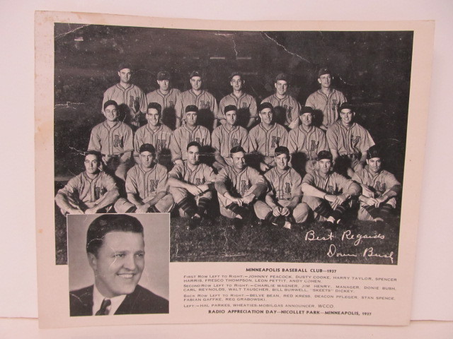 lot 196 image: Original 1937 Minneapolis Baseball Club Game Giveaway Team Photo