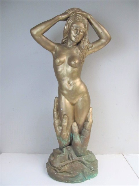 lot 3 image: Large Vintage Heavy Gilt Figural Nude Sculpture