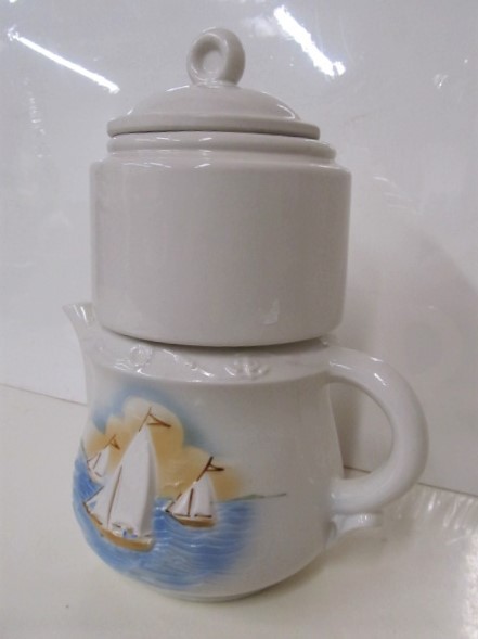 lot 109 image: Vintage PORCELIER Vitreous Teapot wPerculator
