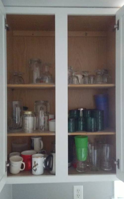 2-Cupboards Full - Corelle Dishes, Vintage Pyrex, Cups, Plates & Tupperware