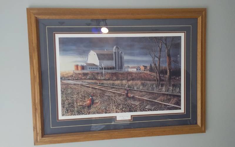 At The Crossing (Pheasants) Framed, Signed & Numbered Print By Jim Hansel