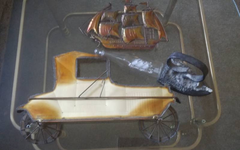Metal Sculptures, Ship In A Bottle