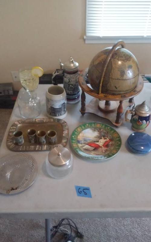 Germany Beer Steins & Collectibles (Abalone Tray & Shooters, Globe)