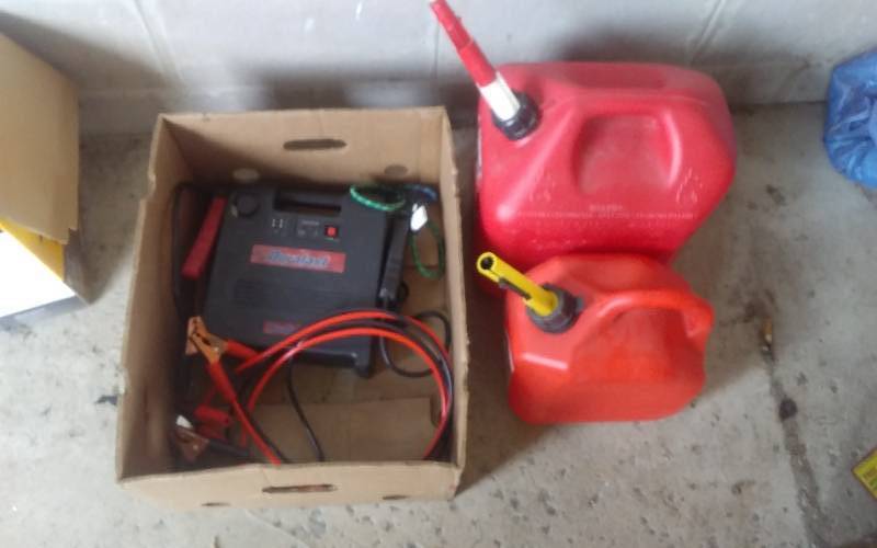 Jump Pack Car Starter, Jumper Cables & 2-Gas Cans