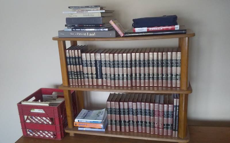 3-Tier Oak Book Shelf, Encyclopedia Collection & Other Reference Books