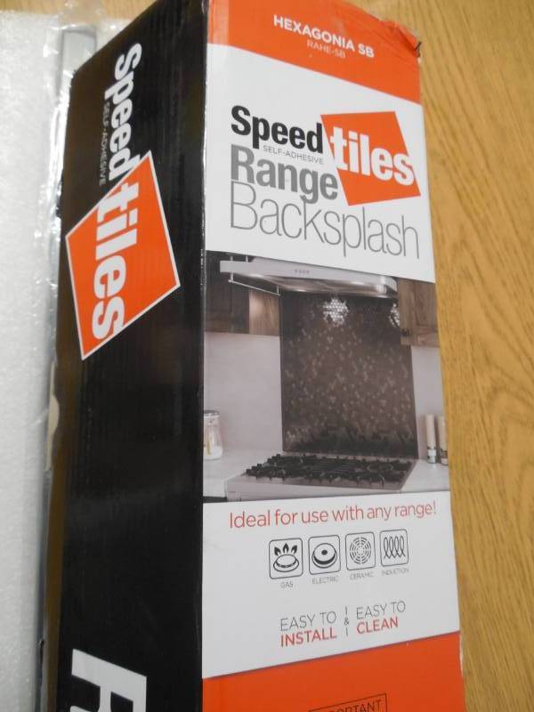 SpeedTiles Hexagonia II Peel and Stick Rangebacksplash, Black