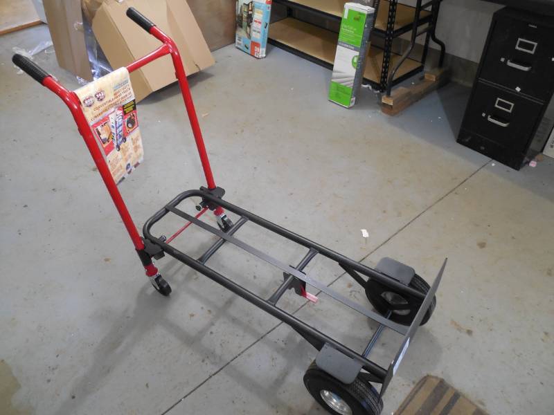 lot 52 image: Milwaukee 800-lb 4-Wheel Red Steel Convertible Hand Truck