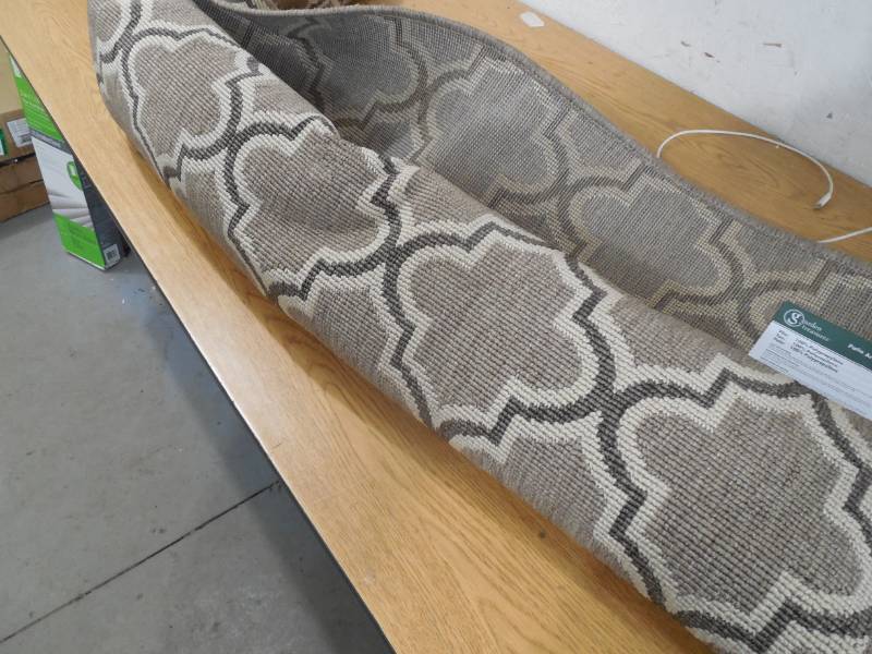 lot 3 image: Garden Treasures Greige Trellis Tan Rectangular Machine-made Area Rug (Actual 5-ft W x 7-ft L)