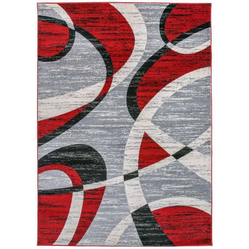 lot 43 image: World Rug Gallery Contemporary Modern Shapes Area Rug 33 x 5 Red