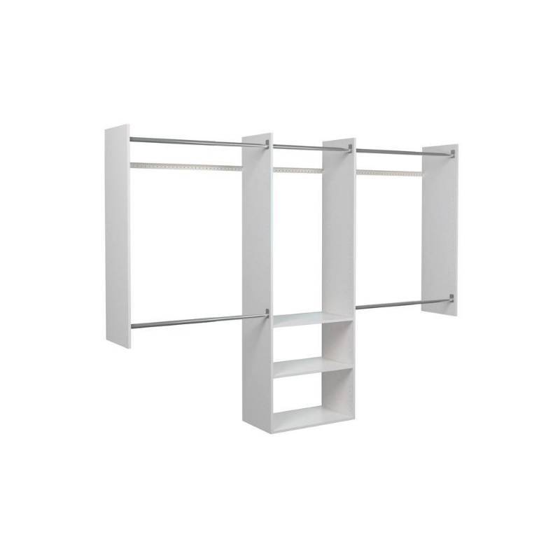 lot 62 image: Martha Stewart Living 4 ft. - 8 ft. 14 in. D x 96 in. W x 72 in. H Classic White Deluxe Starter Wood Closet System Kit