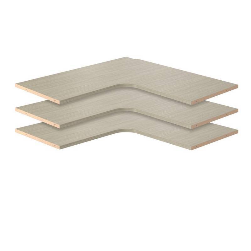 lot 71 image: Martha Stewart Living 30 in. x 30 in. Rustic Grey Wood Corner Shelf (3-Pack)