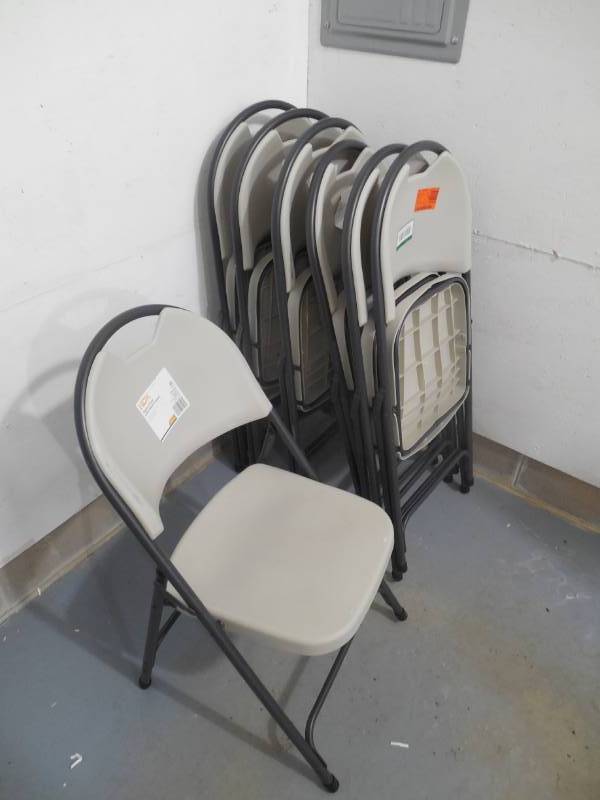 lot 29 image: (4) HDX Earth Tan Folding Chair