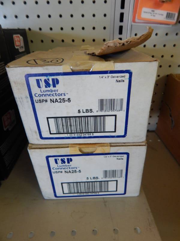lot 130 image: 4 boxes 3 joist hanger nails