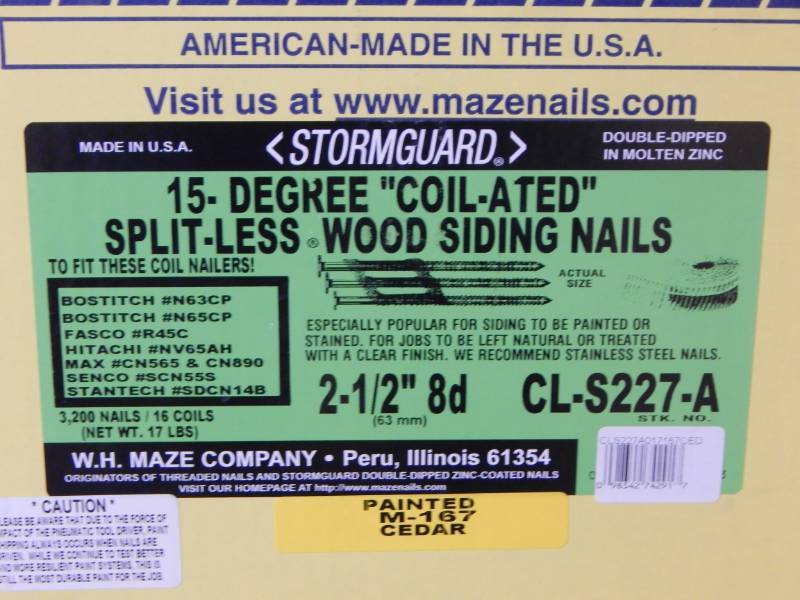 lot 142 image: 1 box coilated splitless wood siding nails