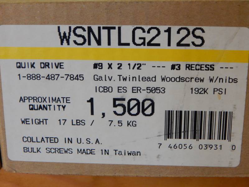 lot 143 image: 1 box galv twinlead wood screw with nibs