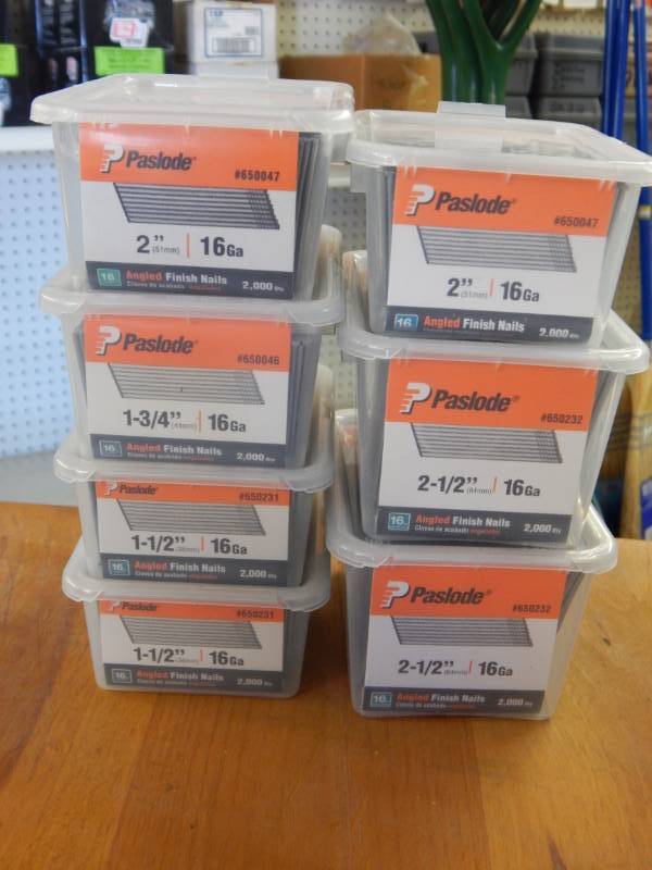lot 150 image: 7 assorted sizes boxes Paslode Angled Finish Nails