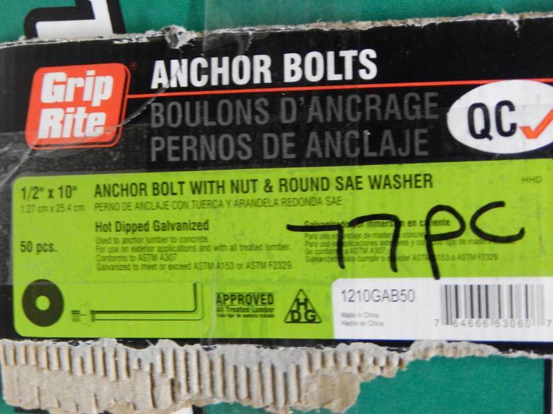 lot 222 image: 12 x 10 anchor bolts