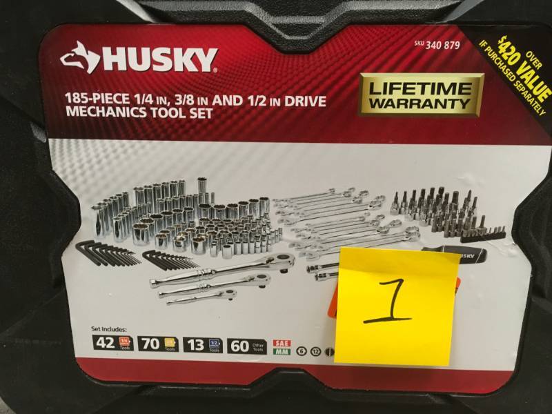 lot 1 image: Husky Mechanics Tool Set (185-Piece) in good condition