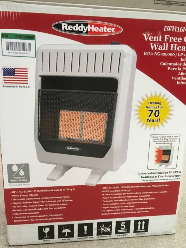 Reddy Heater 18,000 - 20,000 BTU Infrared Dual-Fuel Wall Heater with Blower  in good condition | KX REAL DEALS HASTINGS TOOLS , HOUSEWARES and MORE  AUCTION | K-BID