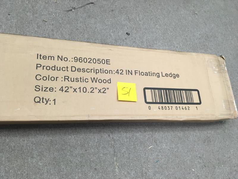 lot 51 image: inPlace 42 in. W x 10 in. D x 2 in. H Rustic Wood Floating Shelf  in good condition