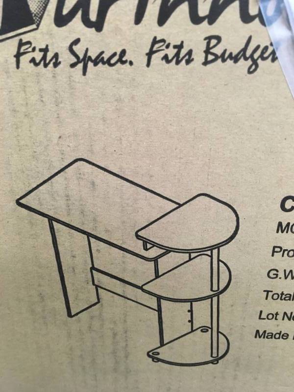 lot 61 image: Furinno 11181BKGY Compact Computer Desk in good condition